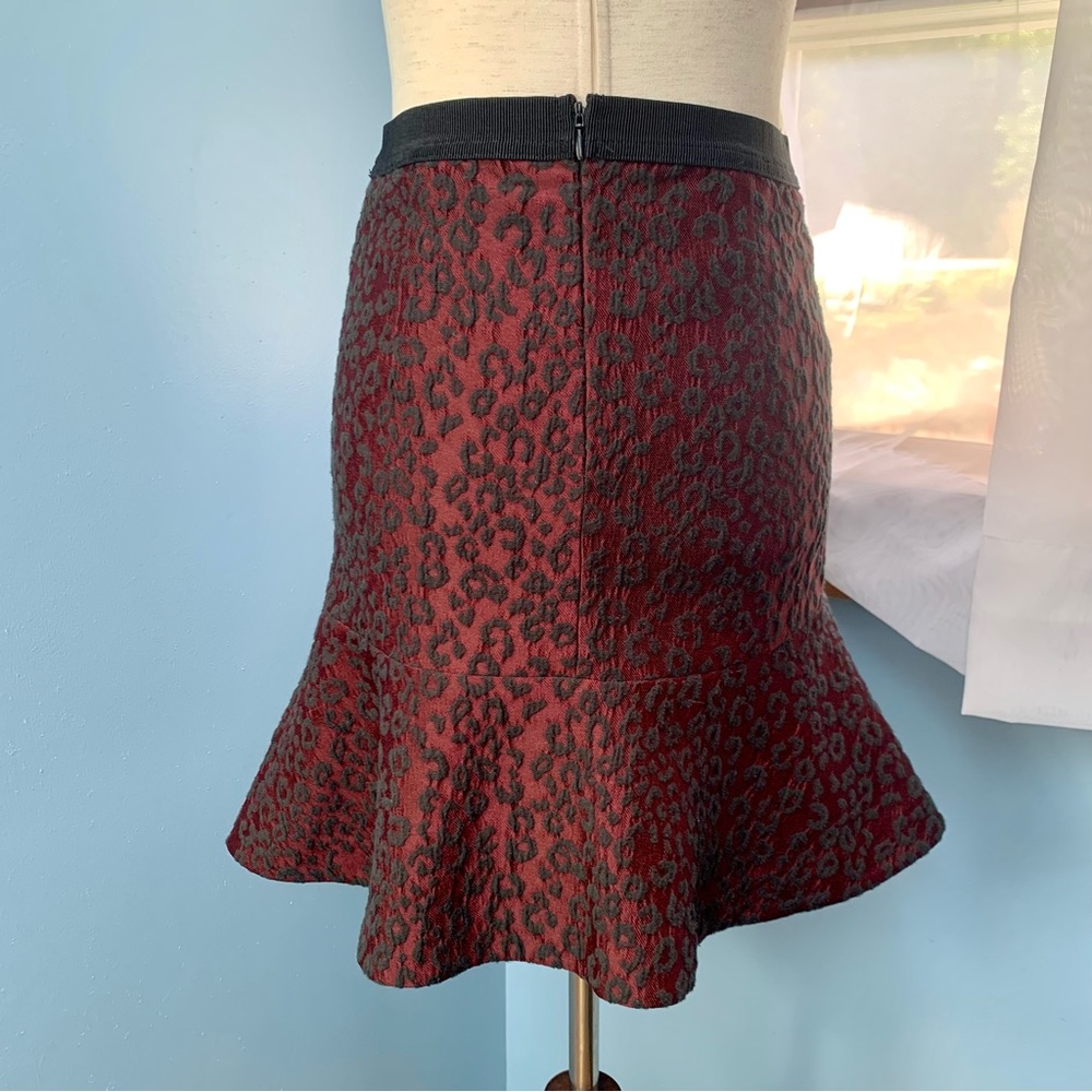 Ann Taylor Burgundy and Black Brocade Trumpet Skirt - Picture 3 of 8